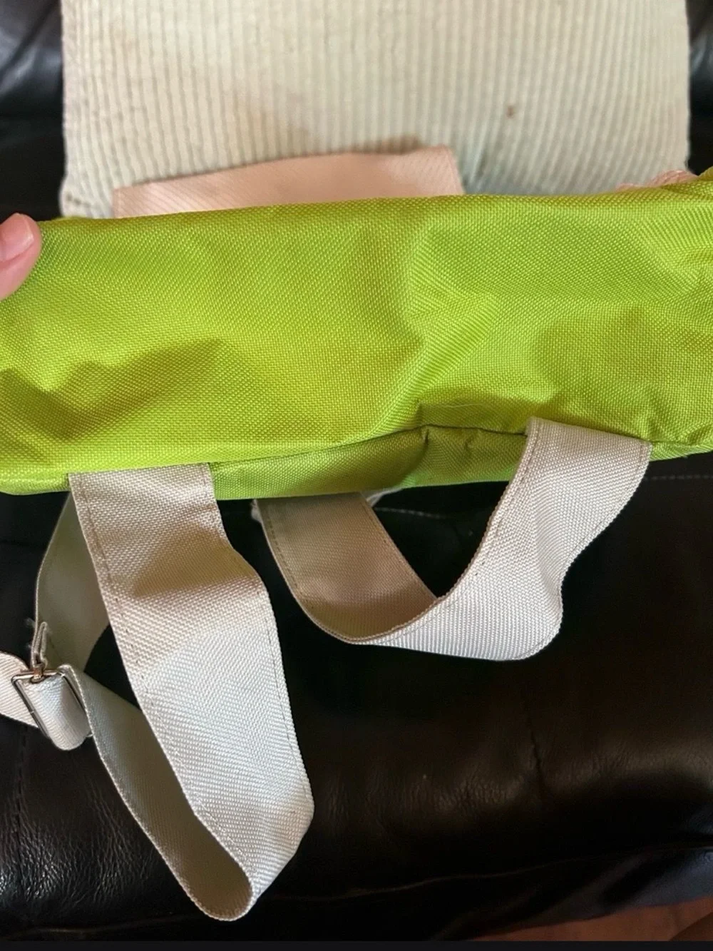 Yves Rocher Cream & Lime Green Textured Backpack